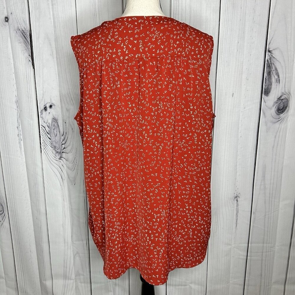 Que Zhu Womens Red Sleeveless Blouse Sz 2XL V-Neck Stretch - Picture 7 of 10